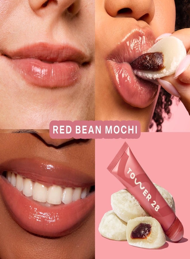 تاور 28 مرطب شفاه ملون من تاور 28، قناع مرطب للشفاه المتشققة - لون موتشي الفاصوليا الحمراء، لون وردي شفاف نيود - Image 2